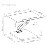 Maclean bureaustandaard voor monitor of laptop, gasveer, voor staand en zittend gebruik, zwart, MC-493