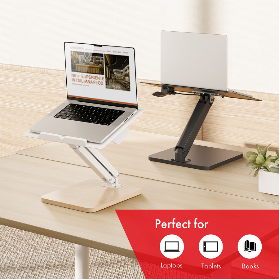 Maclean bureaustandaard voor monitor of laptop, gasveer, voor staand en zittend gebruik, zwart, MC-493