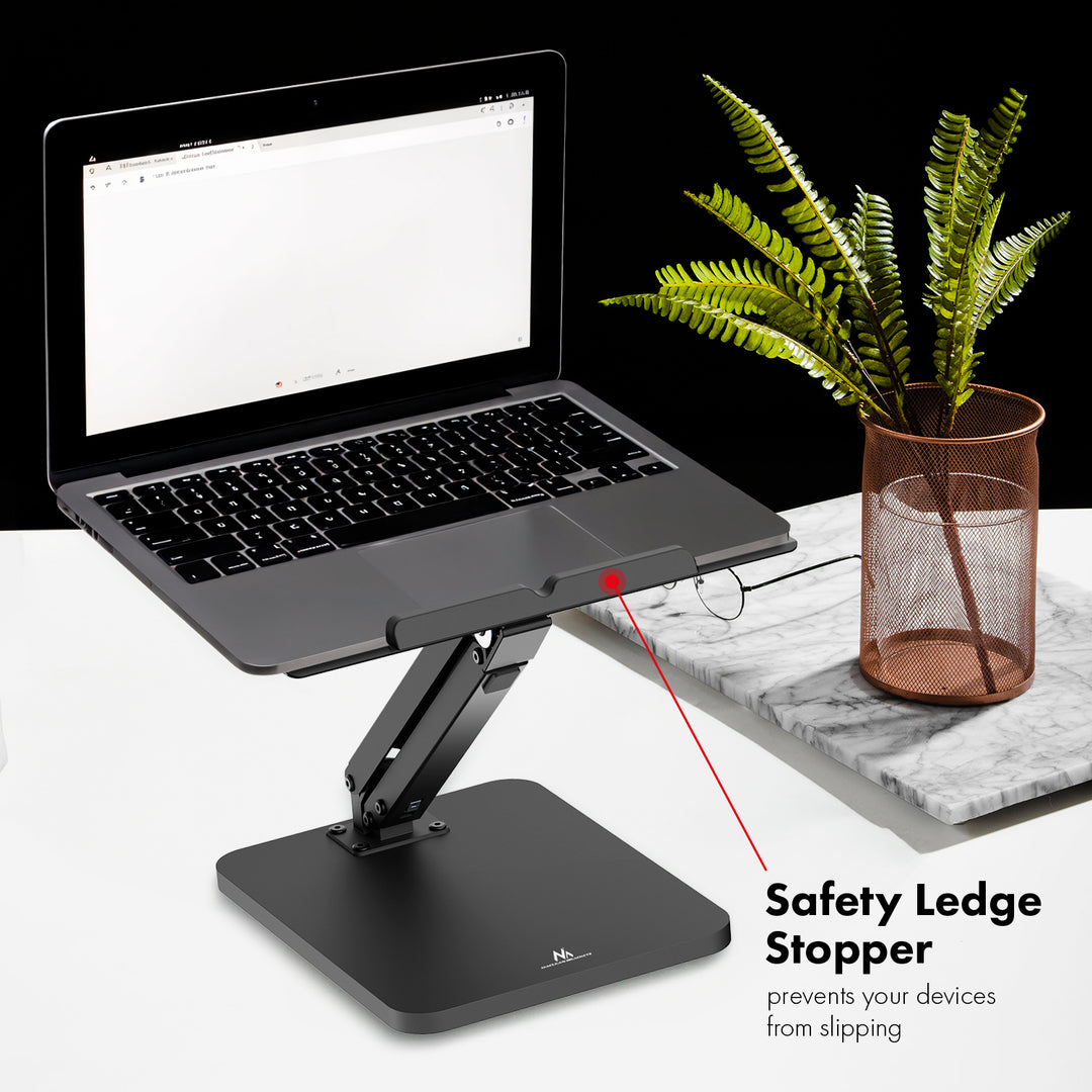 Maclean bureaustandaard voor monitor of laptop, gasveer, voor staand en zittend gebruik, zwart, MC-493