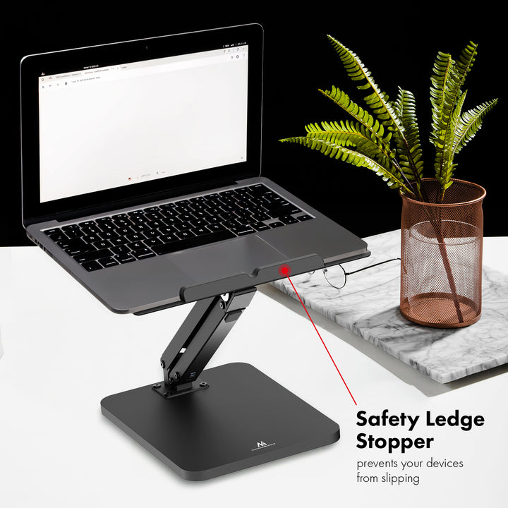 Maclean bureaustandaard voor monitor of laptop, gasveer, voor staand en zittend gebruik, zwart, MC-493
