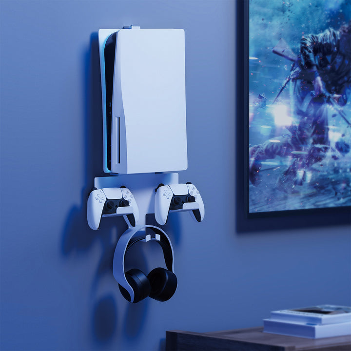 Wandmontagestandaard wit voor Playstation 5 console met padhouder, max. 10kg, NanoRS RS181
