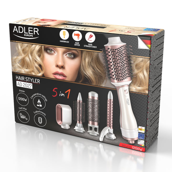 Adler 5-in-1 krultang/droogtang, 1200W, 5 opzetstukken, AD 2027