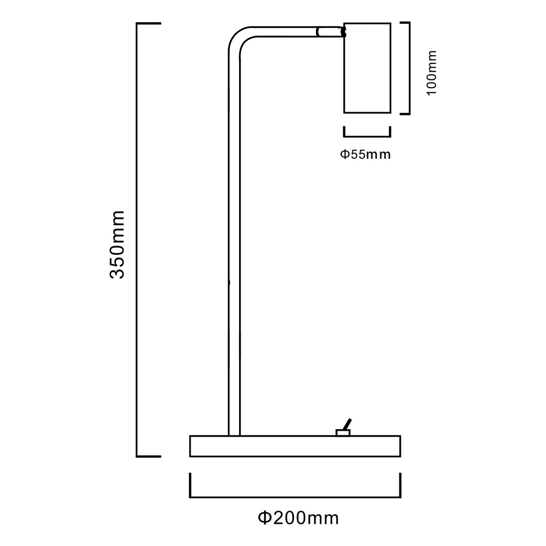 GU10 bureaulamp met aan/uit schakelaar zwart 55x90mm