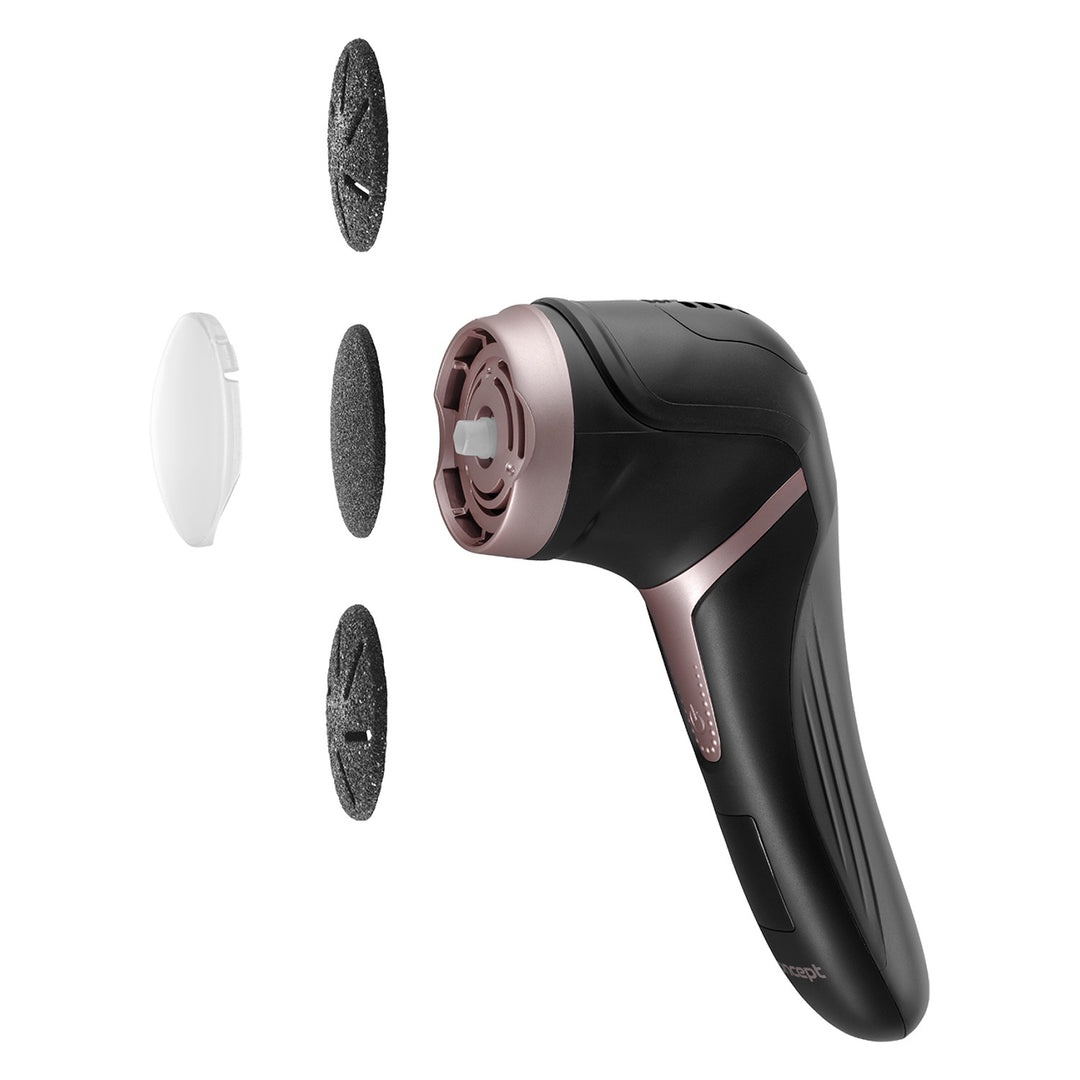 Concept elektrische hielvijl, 3 pads, oplaadbaar, zwart, PN3020