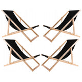 Woodok Set van 4 ligstoelen van beukenhout Strandstoel ligstoel Tuinligstoel voor strand, tuin, balkon en terras Opvouwbaar tot 120 kg Zwart