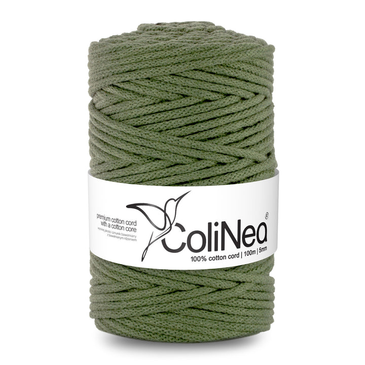 ColiNea Katoenen koord met katoenen kern 5 mm 100 m DIY Ideaal voor macrame, breien Katoenen touw voor ambachten Kaki