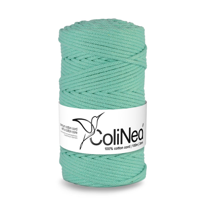 ColiNea, katoenen koord met katoenen kern, gevlochten, 3mm, 100m, celadon