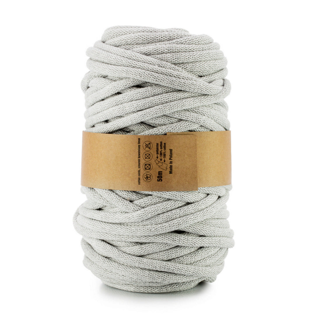 WAS, katoenen koord met polyester kern, gevlochten, 9 mm, 50 m, lichtgrijs