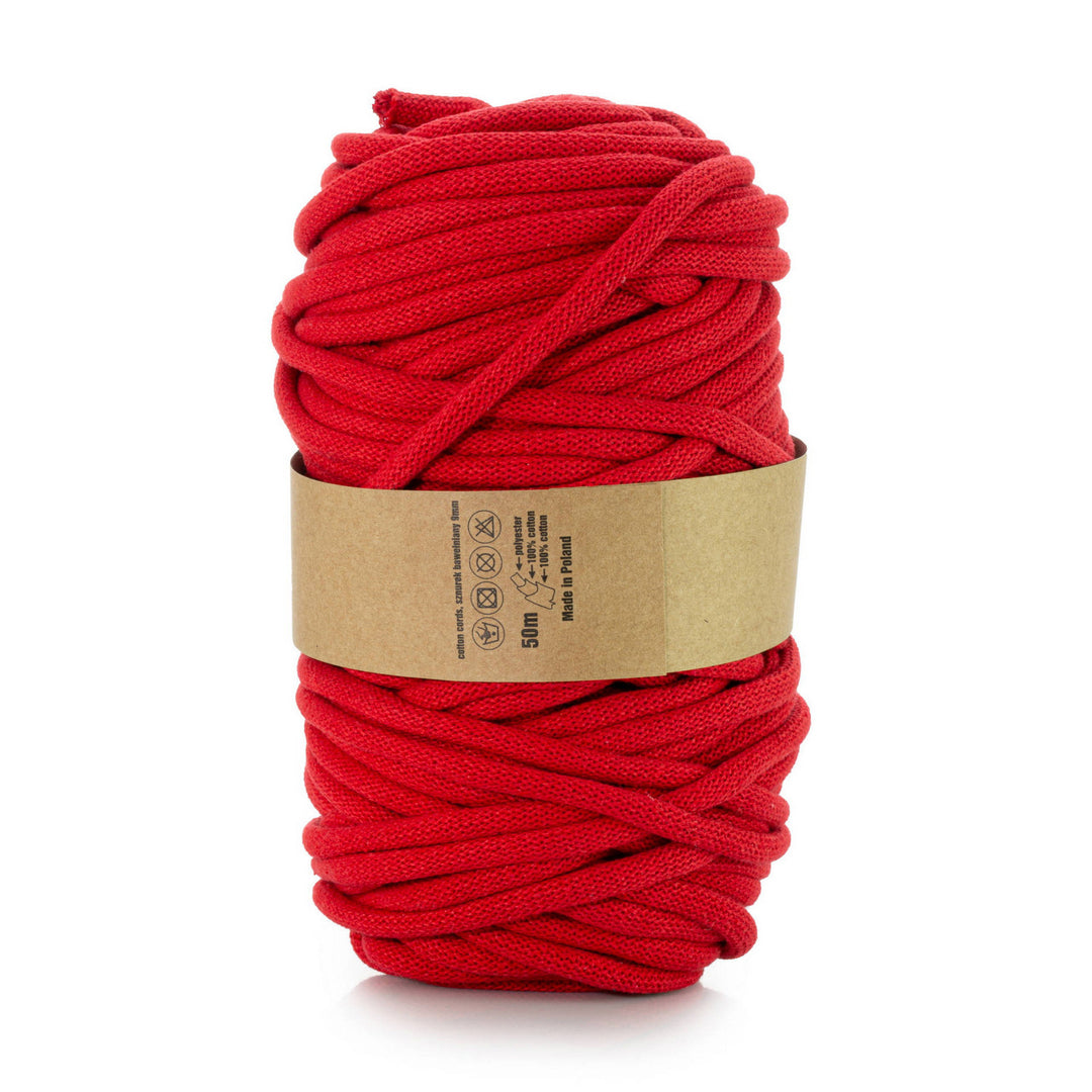 WAS, katoenen koord met polyester kern, gevlochten, 9 mm, 50 m, rood