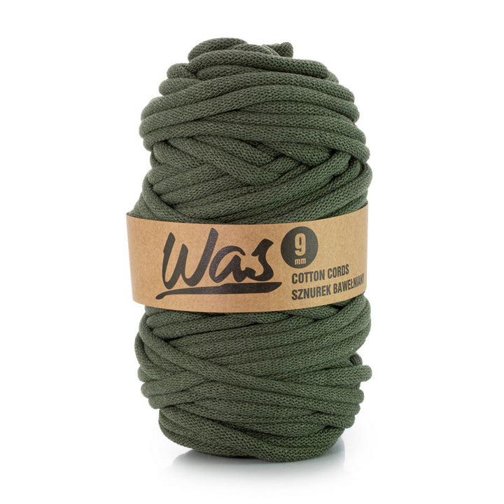 WAS, katoenen koord met polyester kern, gevlochten, 9 mm, 50 m, kaki
