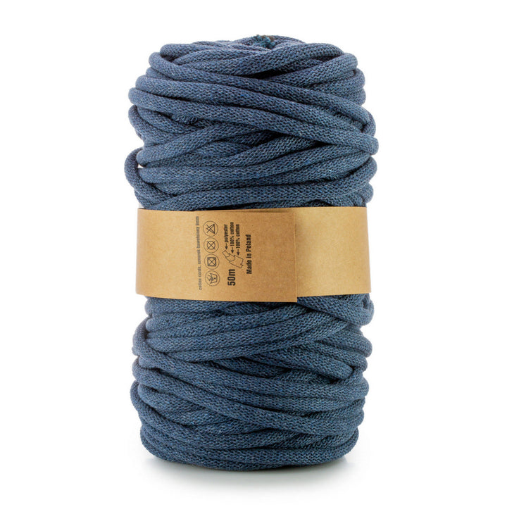 WAS, katoenen koord met polyester kern, gevlochten, 9 mm, 50 m, licht denim