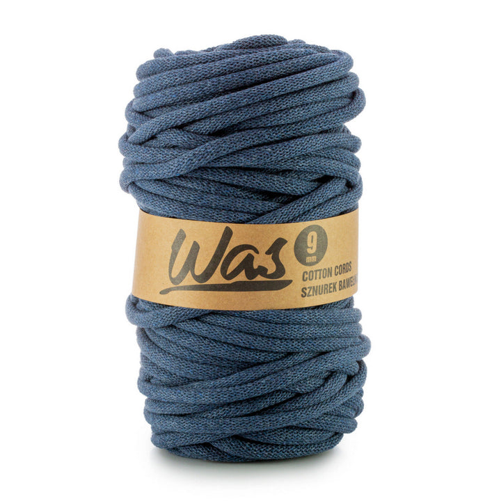 WAS, katoenen koord met polyester kern, gevlochten, 9 mm, 50 m, licht denim