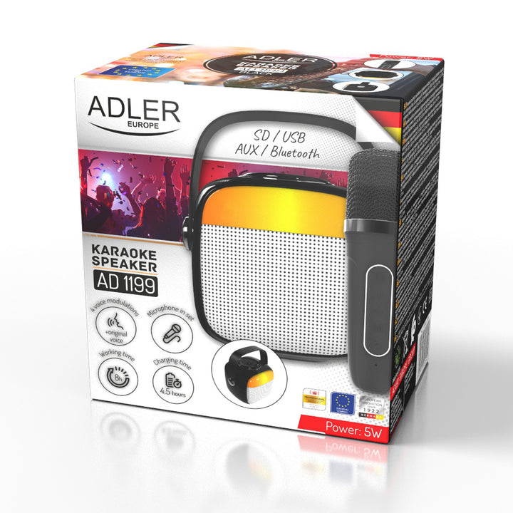 Draadloze luidspreker Adler, met microfoon, voor karaoke, Bluetooth, AD 1199 B