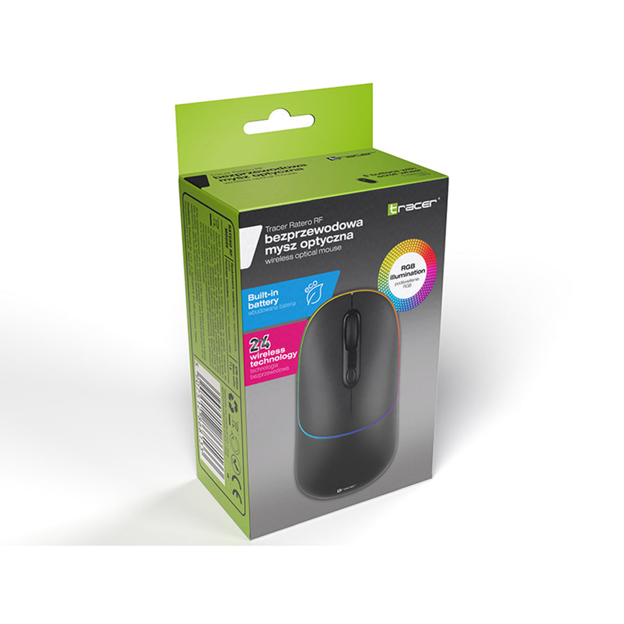 Draadloze muis Tracer, oplaadbare batterij 650 mAh, RGB-achtergrondverlichting, Ratero