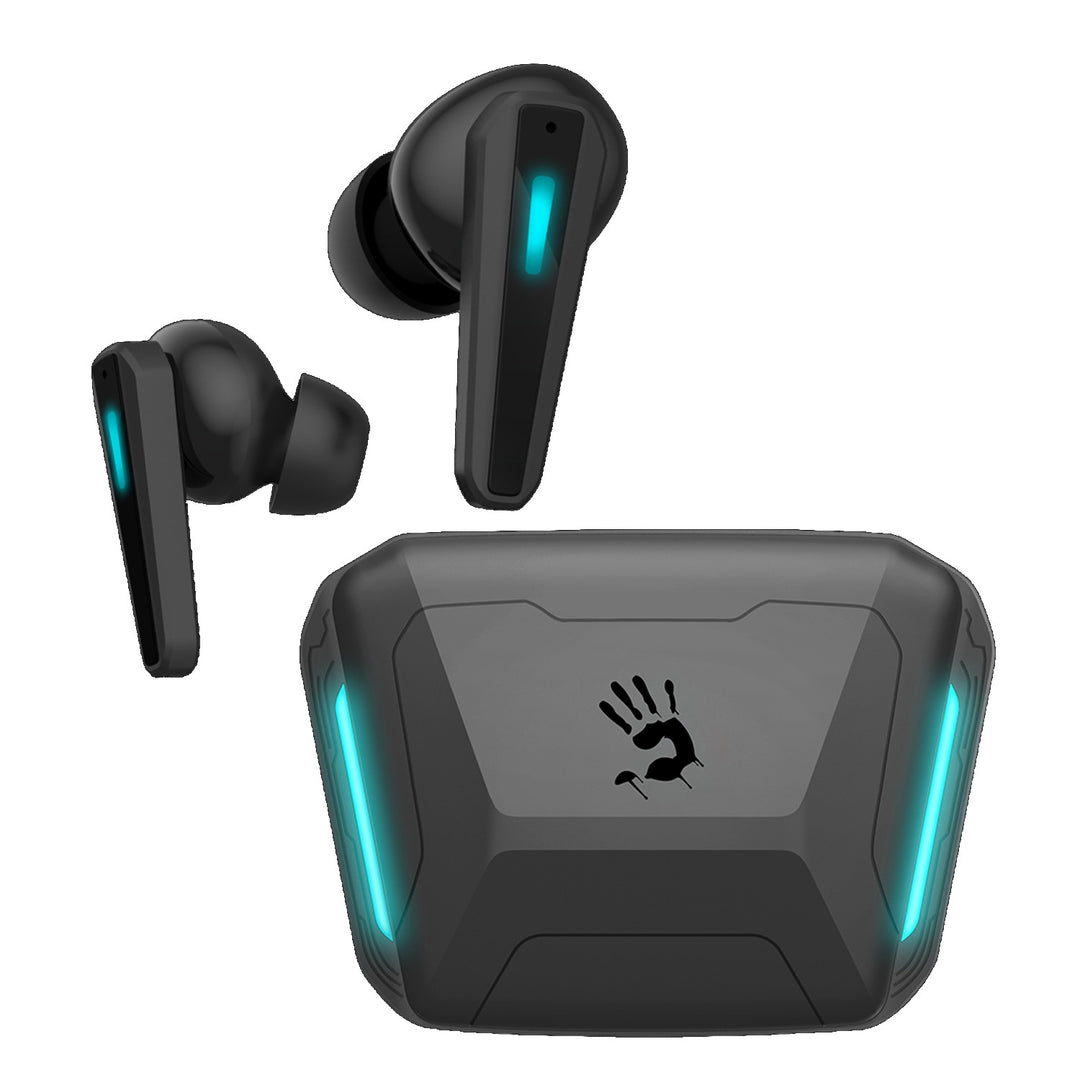 Bloody draadloze hoofdtelefoon, Bluetooth 5.2, TWS, oplaadetui, zwart/blauw, M70