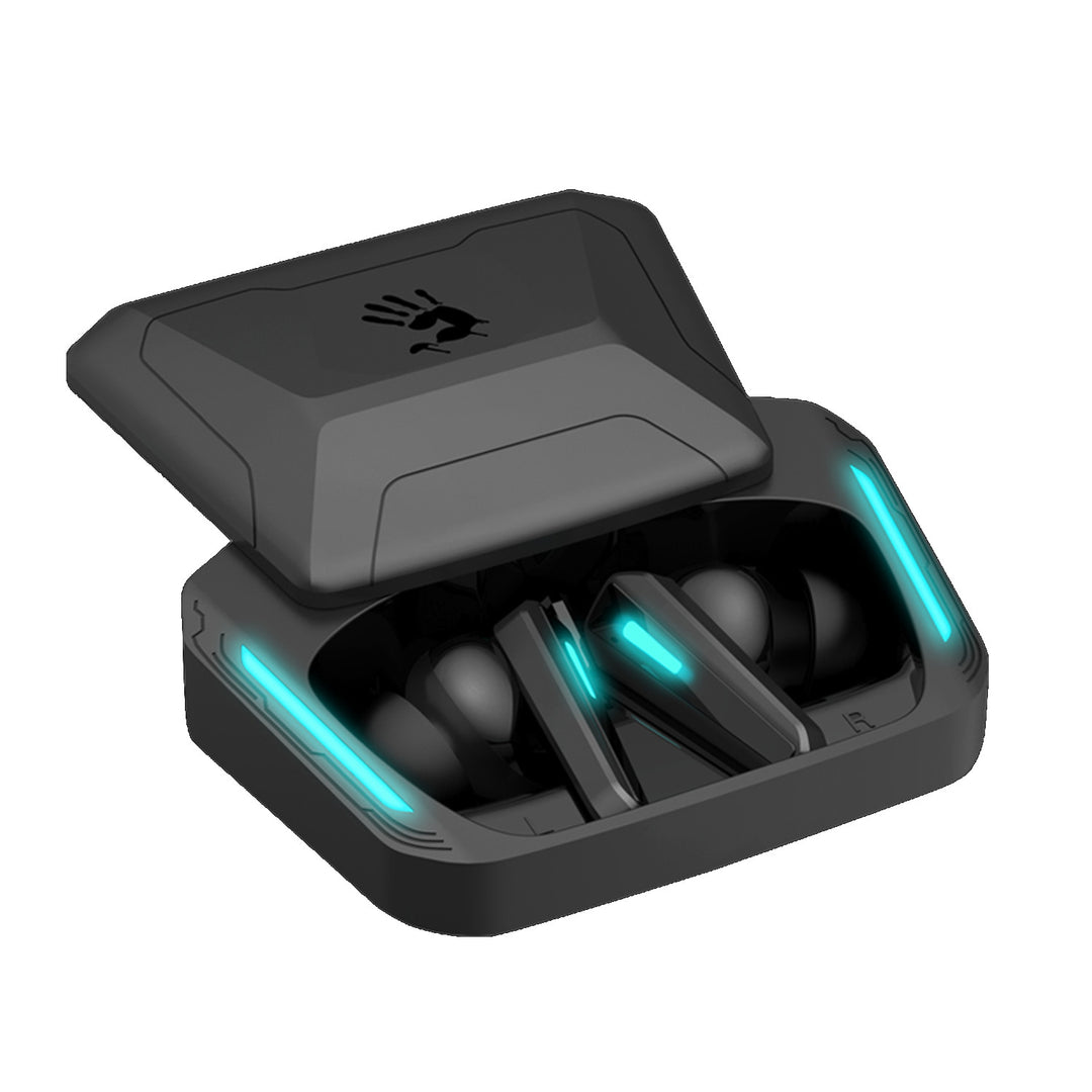 Bloody draadloze hoofdtelefoon, Bluetooth 5.2, TWS, oplaadetui, zwart/blauw, M70