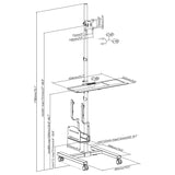 Maclean professionele standwagen, mobiel computerwerkstation op wielen, max 17"-32", max 20kg, MC-793