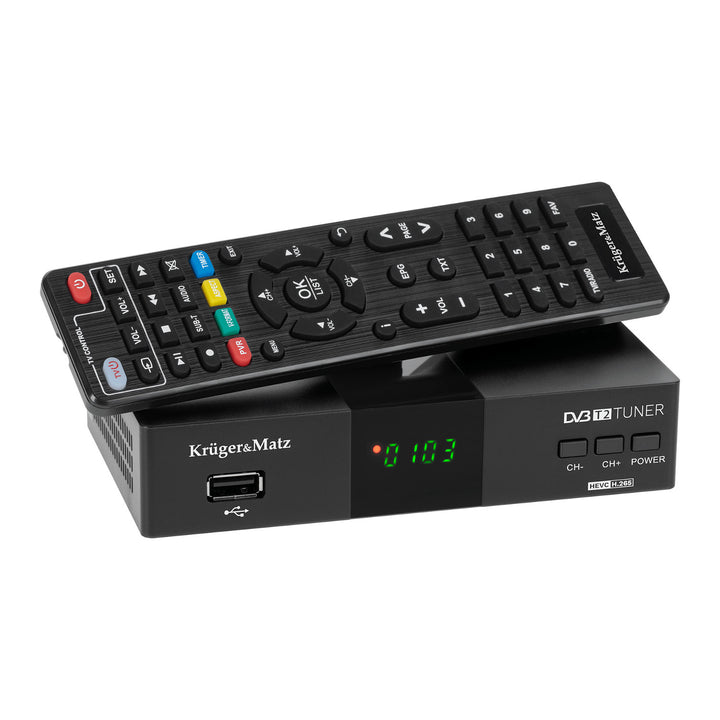Tuner-decoder DVB-T2 KM0550D H.265 HEVC EPG PVR Timeshift Kruger&Matz