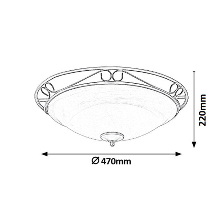 Rabalux - Plafondlamp - Binnenlamp - Plafonnière - 3xE27 -  IP20 - Metaal / glas - zwart en wit