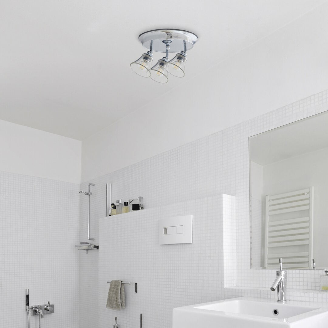 Rabalux plafondlamp, badkamer, IP44, 3 stopcontacten E14, max 40W, chroom, Antoine
