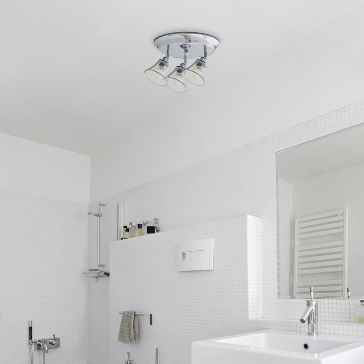 Rabalux plafondlamp, badkamer, IP44, 3 stopcontacten E14, max 40W, chroom, Antoine