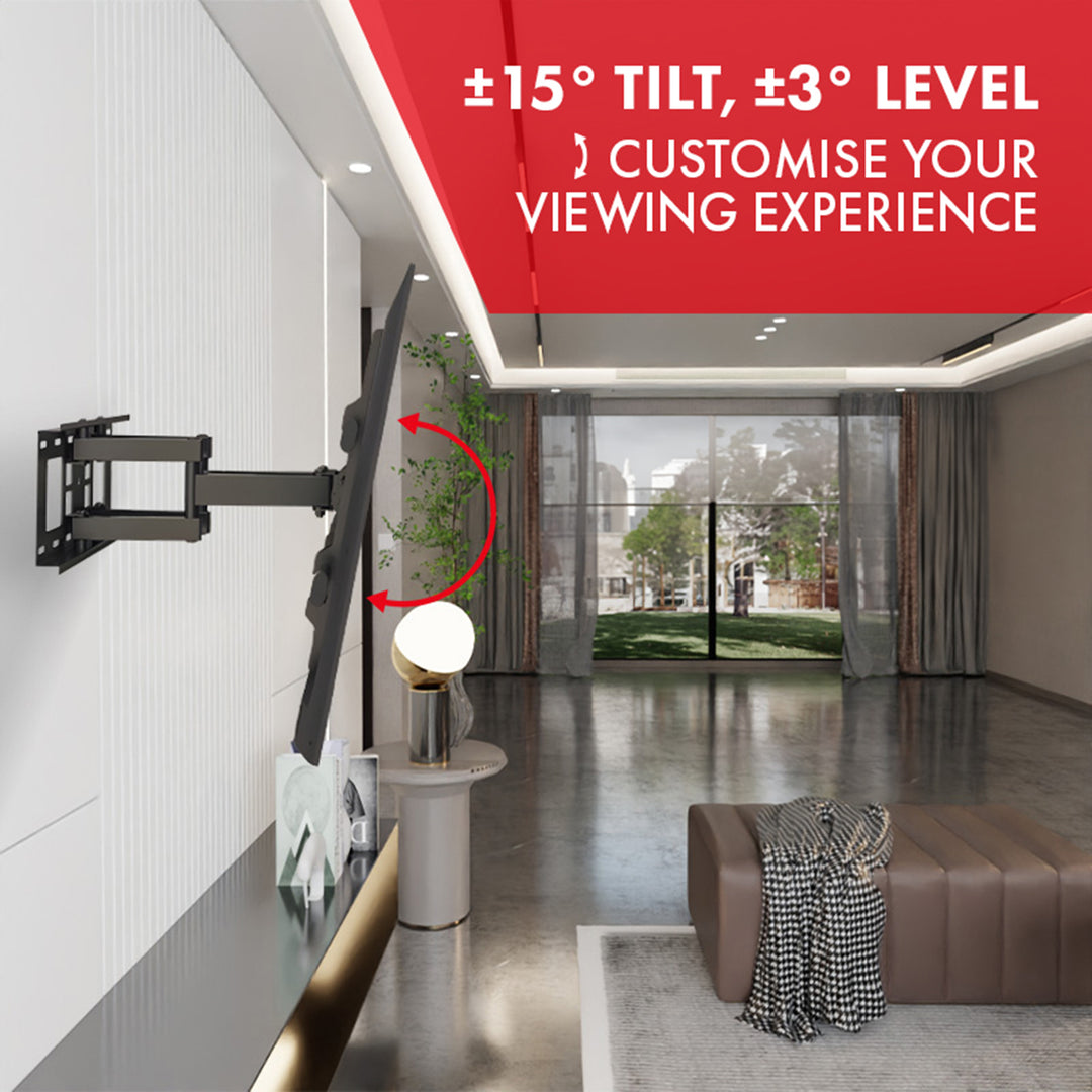 Maclean TV steun, max VESA 400x400, 32-75", 50kg, horizontale en verticale hoekverstelling, profiel 80-380mm, zwart, MC-788