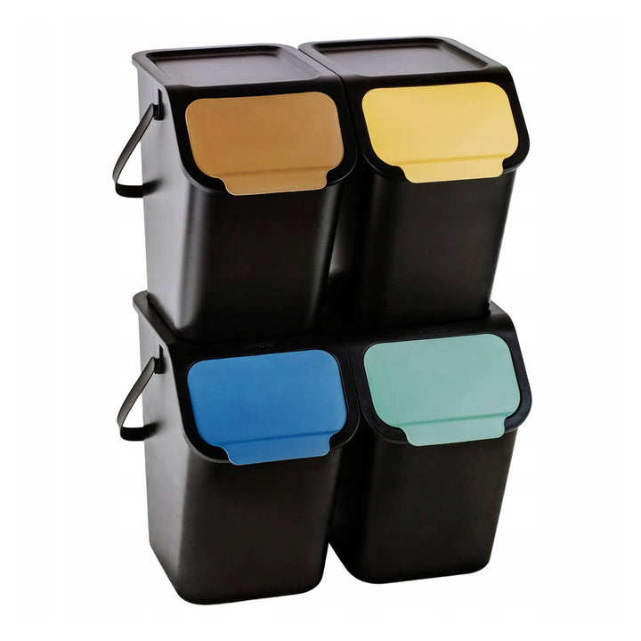 Practic - Prullenbak -containerset, voor scheiding, 4x25l, zwart, Bini 10100577