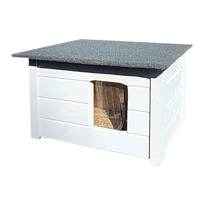 Geïsoleerde houten kennel voor kleine hond kattenkennel vurenhout lichtgrijs