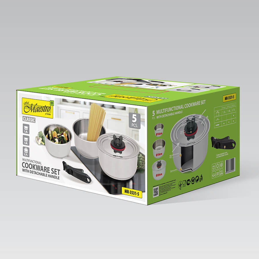 Set van 3 Maestro steelpannen, afneembare steel, 1,3 1,9 en 2,7 l, MR-3531-5