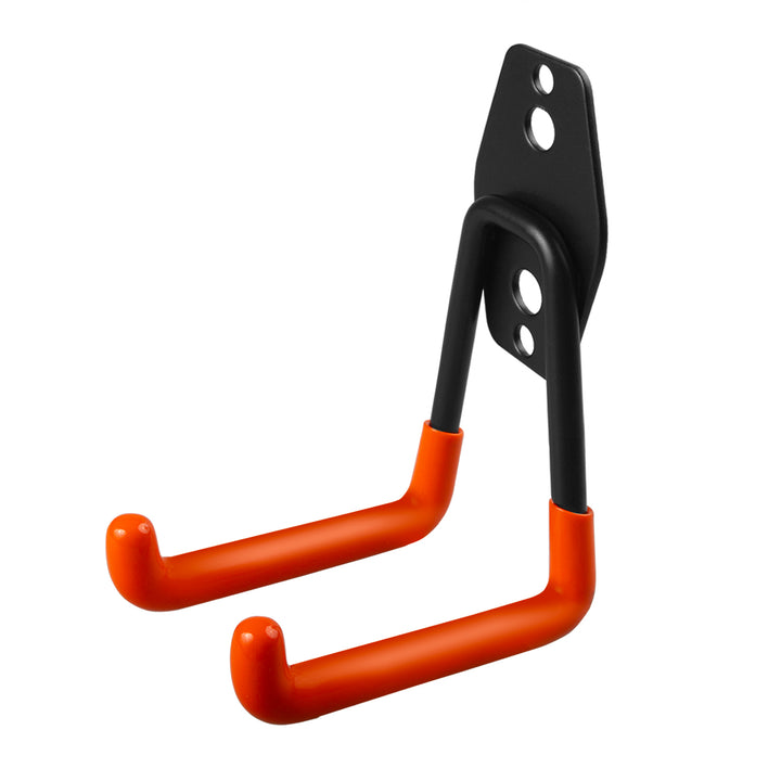 Maclean MC-442 - Set van 2 stuks Ophanghaken - Stalen garage muurbeugel - Wandmontage - Ophangsysteem - voor banden gereedschap ladder slangen en fiets - max 70kg - Zwart / Oranje