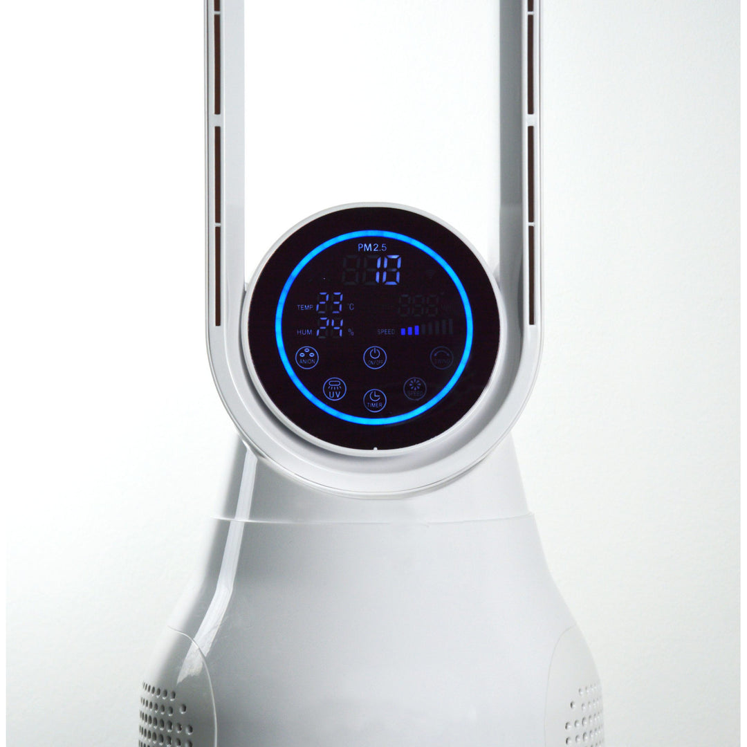 Plasma blaasloze kolomventilator en Air Essence LevanteLift luchtreiniger met ionisatiefunctie