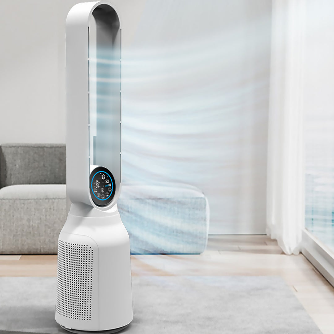 Plasma blaasloze kolomventilator en Air Essence LevanteLift luchtreiniger met ionisatiefunctie