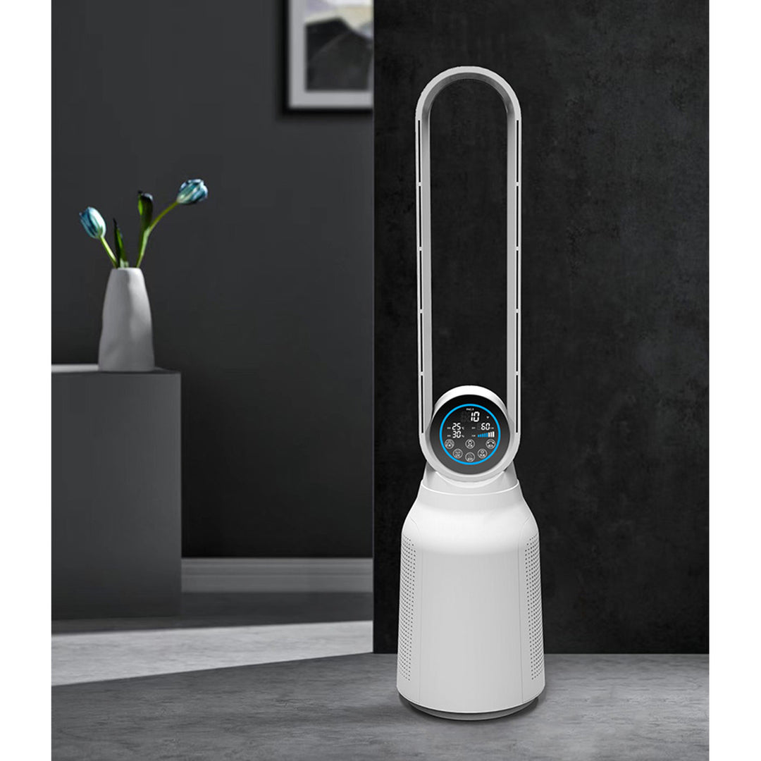 Plasma blaasloze kolomventilator en Air Essence LevanteLift luchtreiniger met ionisatiefunctie