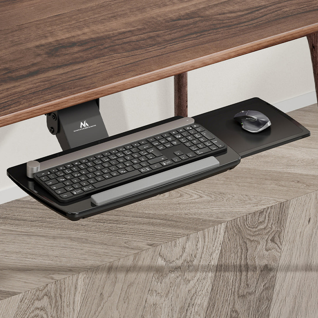 Maclean toetsenbordhouder voor onder het bureau, verstelbaar, max. 5kg, zwart, MC-156 B