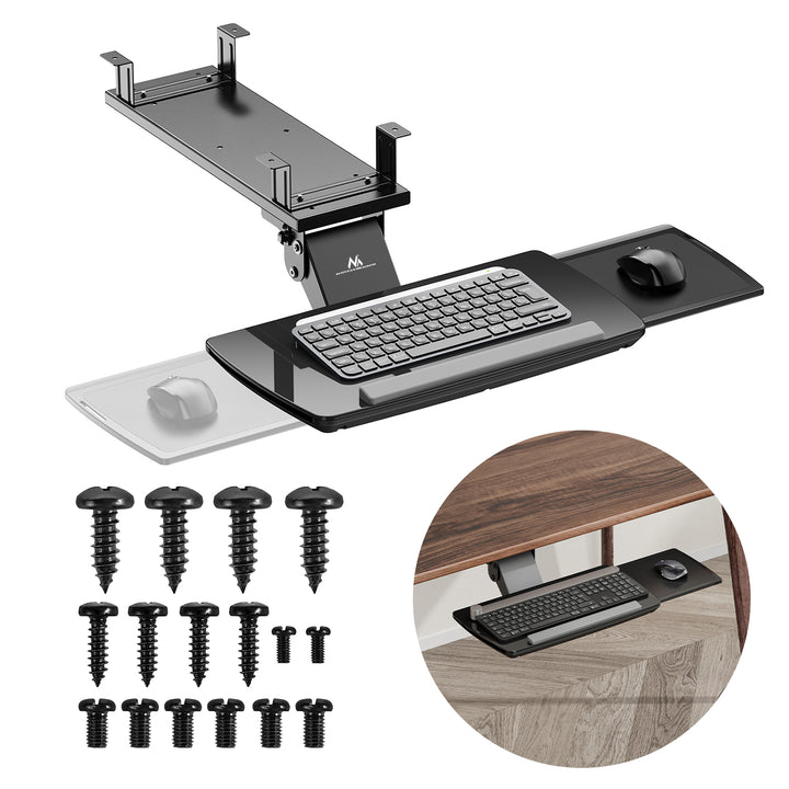 Maclean toetsenbordhouder voor onder het bureau, verstelbaar, max. 5kg, zwart, MC-156 B