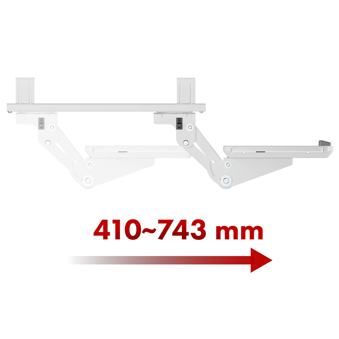 Maclean toetsenbordhouder voor onder het bureau, verstelbaar, max. 5kg, wit, MC-156 W