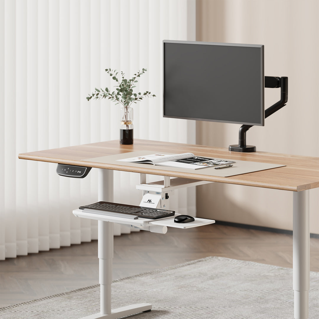 Maclean toetsenbordhouder voor onder het bureau, verstelbaar, max. 5kg, wit, MC-156 W
