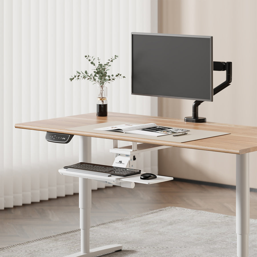 Maclean toetsenbordhouder voor onder het bureau, verstelbaar, max. 5kg, wit, MC-156 W