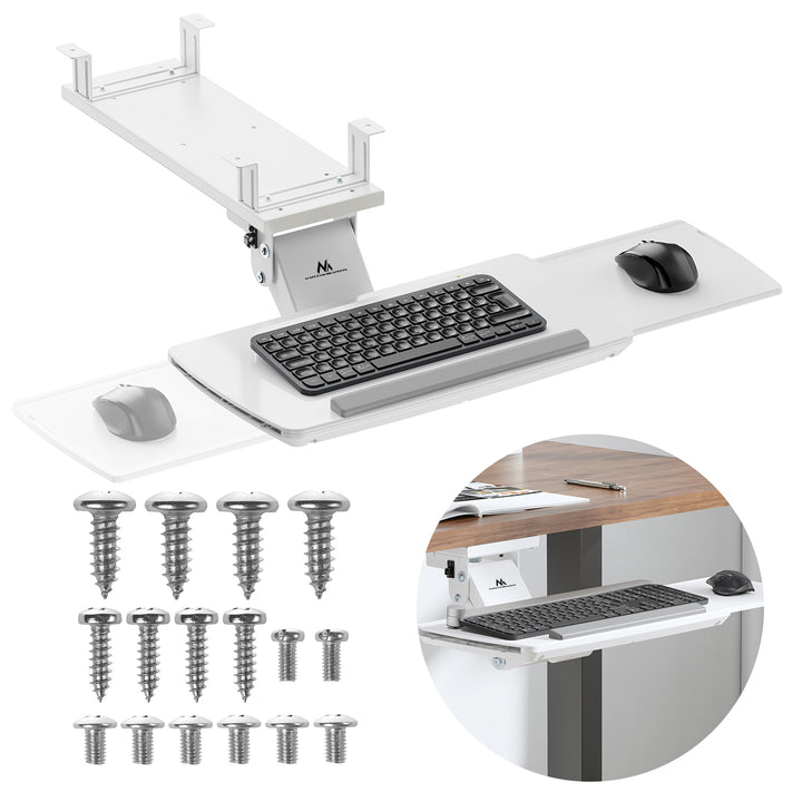 Maclean toetsenbordhouder voor onder het bureau, verstelbaar, max. 5kg, wit, MC-156 W