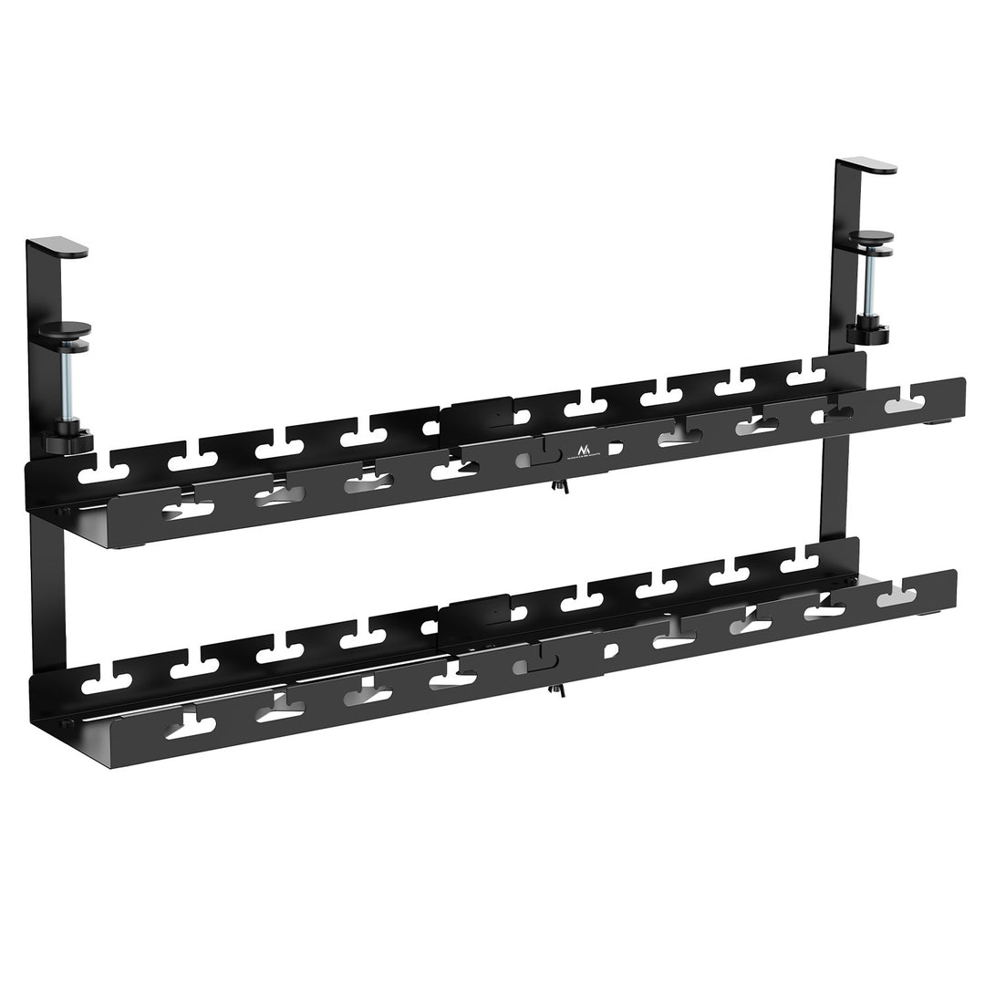 Maclean kabelopbergsysteem voor onder het bureau, max. belasting 5kg, max. 728 mm, 2 niveaus, zwart, MC-102 B