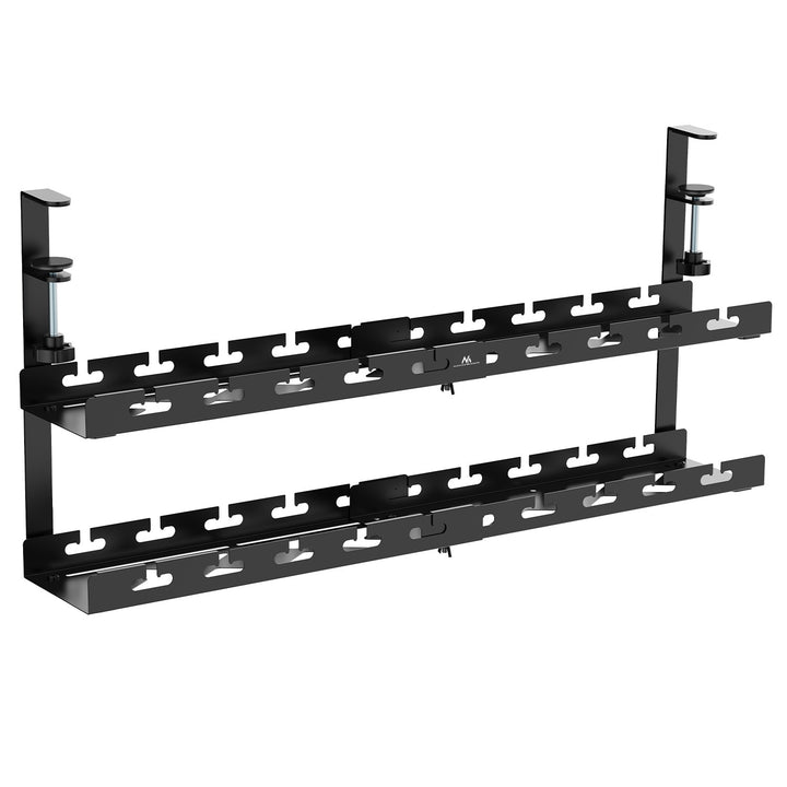 Maclean kabelopbergsysteem voor onder het bureau, max. belasting 5kg, max. 728 mm, 2 niveaus, zwart, MC-102 B
