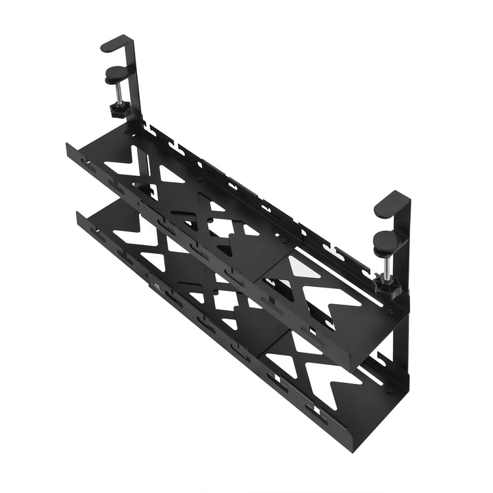Maclean kabelopbergsysteem voor onder het bureau, max. belasting 5kg, max. 728 mm, 2 niveaus, zwart, MC-102 B