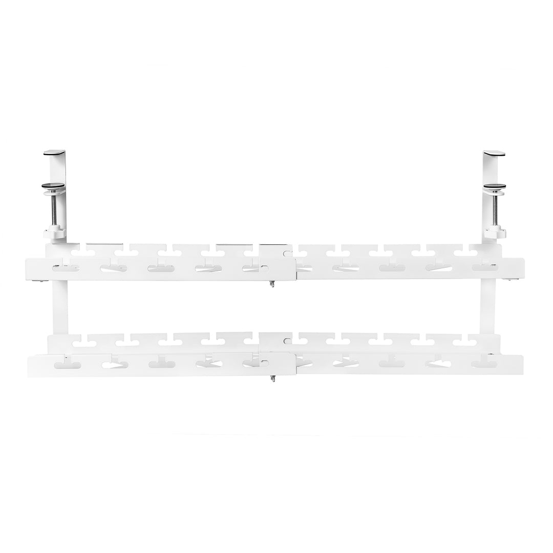 Maclean kabelopbergsysteem voor onder het bureau, max. belasting 5kg, max. 728 mm, 2 niveaus, wit, MC-102 W