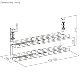 Maclean kabelopbergsysteem voor onder het bureau, max. belasting 5kg, max. 728 mm, 2 niveaus, wit, MC-102 W