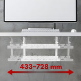 Maclean kabelopbergsysteem voor onder het bureau, max. belasting 5kg, max. 728 mm, 2 niveaus, wit, MC-102 W