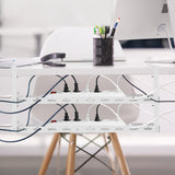 Maclean kabelopbergsysteem voor onder het bureau, max. belasting 5kg, max. 728 mm, 2 niveaus, wit, MC-102 W