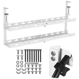 Maclean kabelopbergsysteem voor onder het bureau, max. belasting 5kg, max. 728 mm, 2 niveaus, wit, MC-102 W