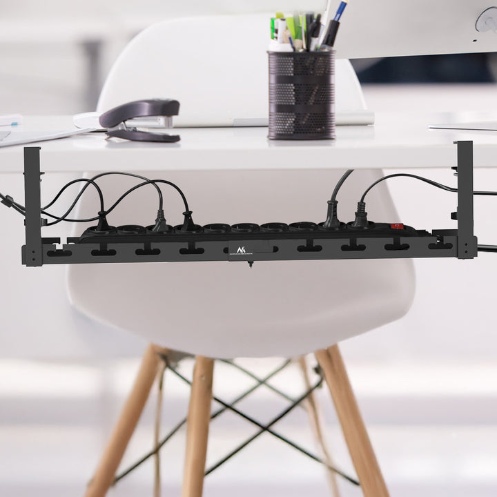 Maclean kabelopbergsysteem voor onder het bureau, max. belasting 5kg, max. 728 mm, zwart, MC-103 B