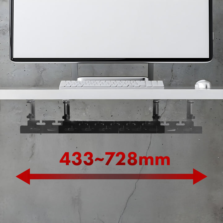 Maclean kabelopbergsysteem voor onder het bureau, max. belasting 5kg, max. 728 mm, zwart, MC-103 B