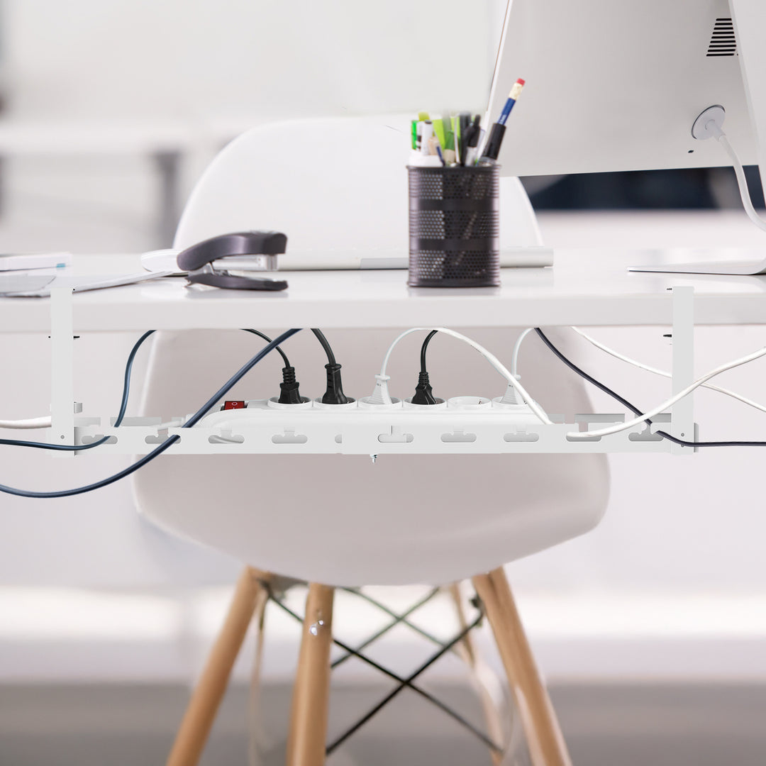 Maclean kabelopbergsysteem voor onder het bureau, max. belasting 5kg, max. 728 mm, wit, MC-103 W